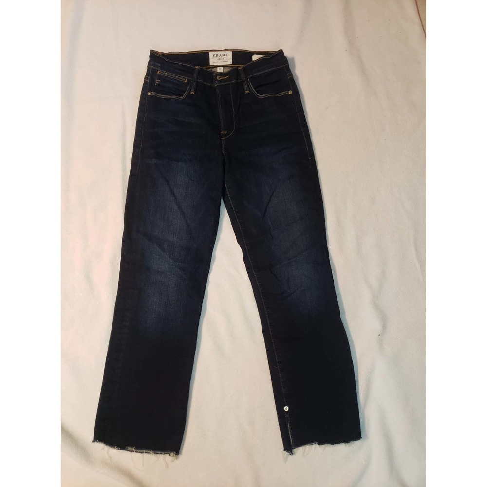 Frame Denim 26 Le High Straight 24" inseam. Raw hem. EUC